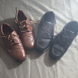 Deer Stags Kids Brown and Black Dress Shoes